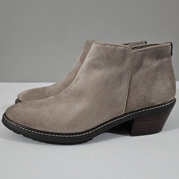 NEW Sam Edelman Pryce Ankle Bootie Women 9.5 Taupe Suede Waterproof Western Fall - Picture 1 of 12